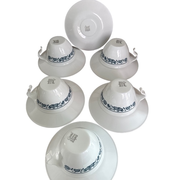 Corelli by Corning Elegant Blue and White Tea Cup Set - Picture 2 of 4